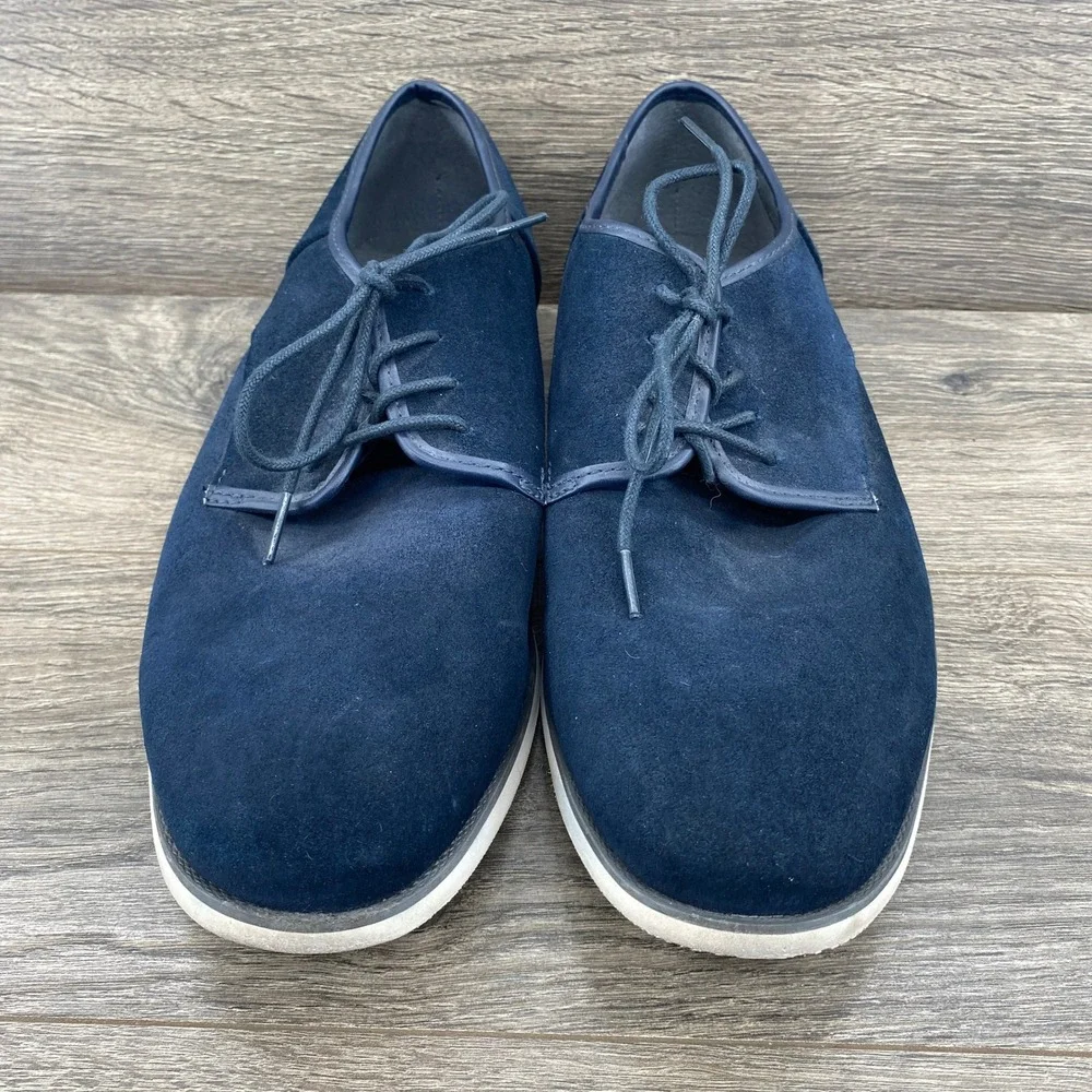 Calvin Klein Kadon Oxford Mens 12 Navy Blue Suede Lace Up Dress Shoes 34F9183